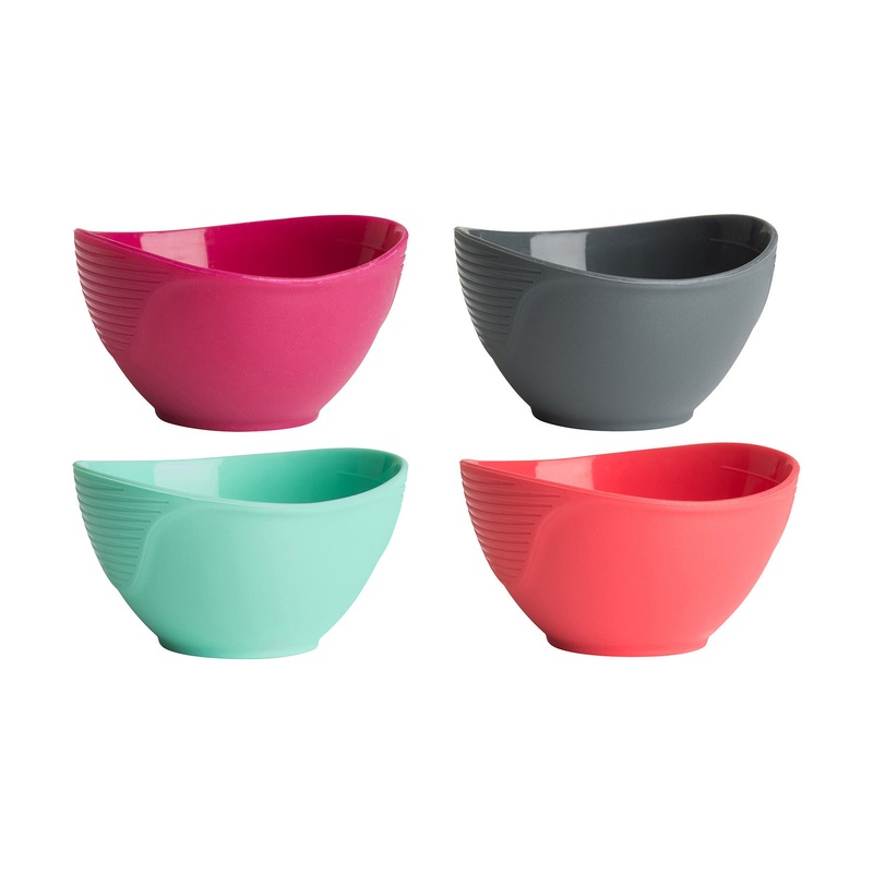 Trudeau Silicone Pinch Bowls, 1/2 Cup, Set of 4, Assorted Colors