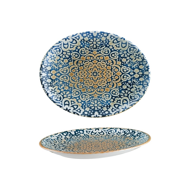 Alhambra 12.25″ x 9.5″ x h:1″ Oval Decorated Porcelain Platter