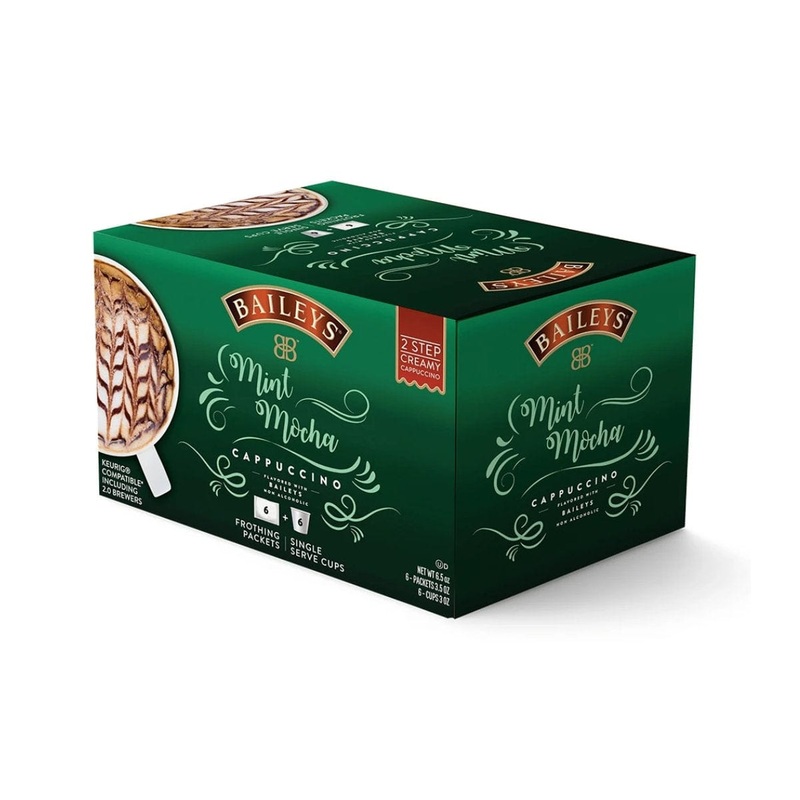 Baileys 2-Step Mint Mocha Creamy Cappuccino (Coffee Pods & Frothing Packets – Box of 6)