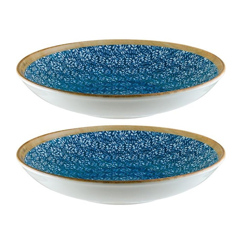 Calif dia.10″ h:2″ 44 oz. Round Decorated Porcelain Bowl (Set of 2)