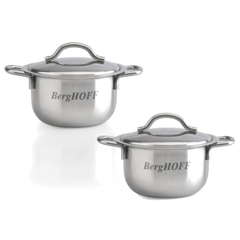 BergHOFF 2.5″ Stainless Steel Covered Mini Pots, Set of 4