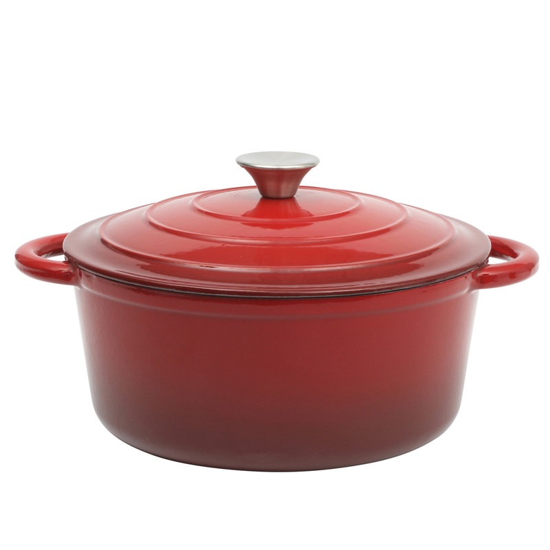 Gibson Home Addlestone 5 Quart Enamel Cast Iron Dutch Oven – Red
