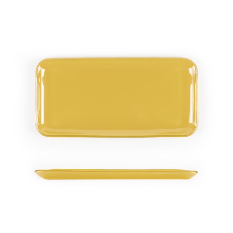Glass Dinnerware 12.25″ x 6″ x h:1″ Rectangular Turmeric Glass Platter