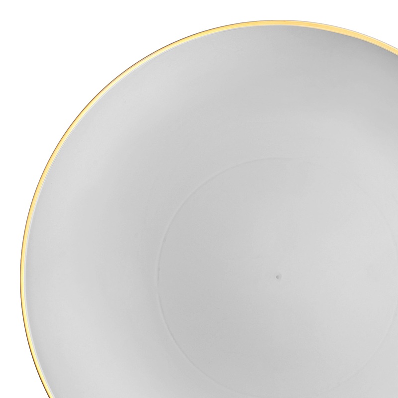 Gray with Gold Organic Round Disposable Plastic Dinner Plates (10.25″)