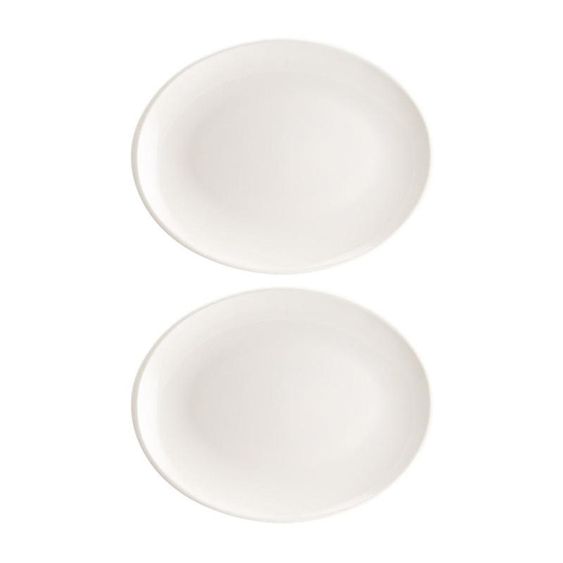Moove 12.25″ x 9.5″ x h:1″ Oval Warm White Porcelain Platter (Set of 2)