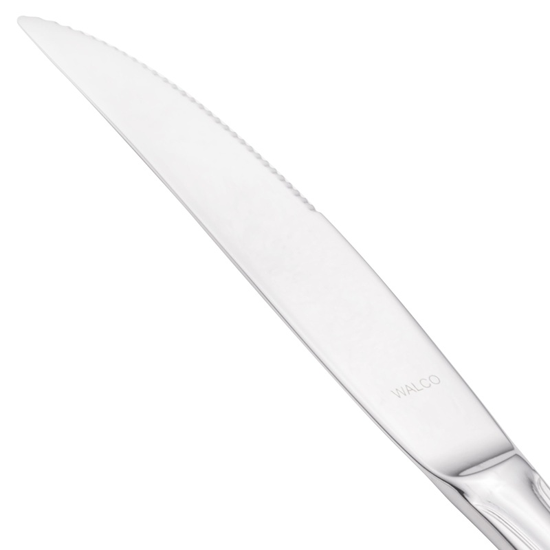 Walco 9622 Ultra 9 5/16″ 18/10 Stainless Steel Extra Heavy Weight Solid Handle Steak Knife – 12/Pack