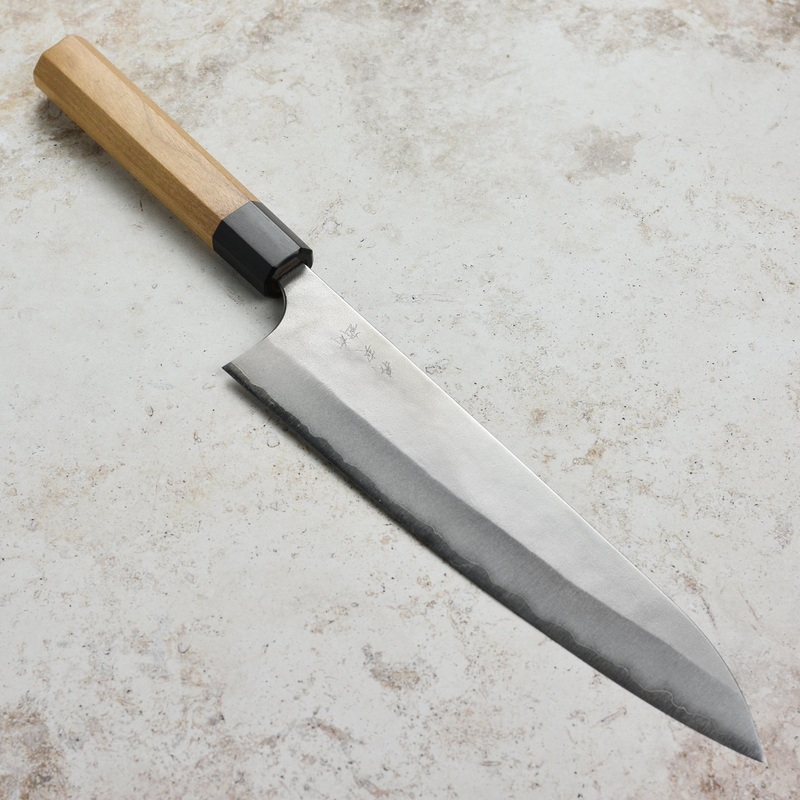 Yoshimi Kato Aogami Super Nashiji Stainless Clad 9.4″ Gyuto