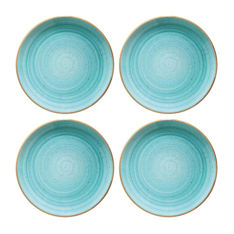 Aqua dia.10″ Round Blue Porcelain Plate (Set of 4)