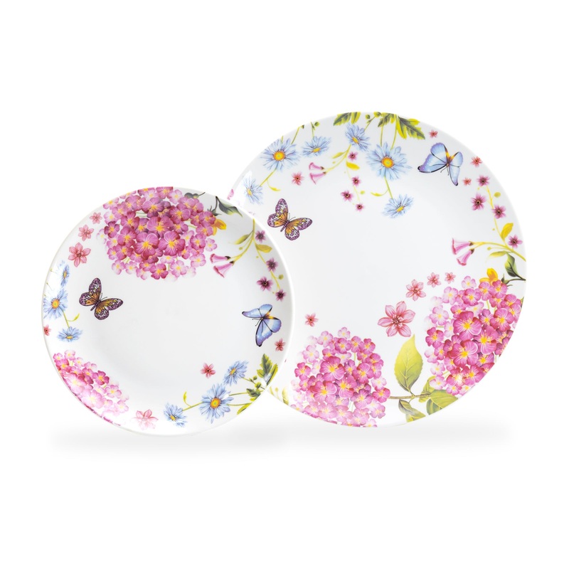 Hydrangea with Butterflies Fine Porcelain Dessert/Dinner Plate