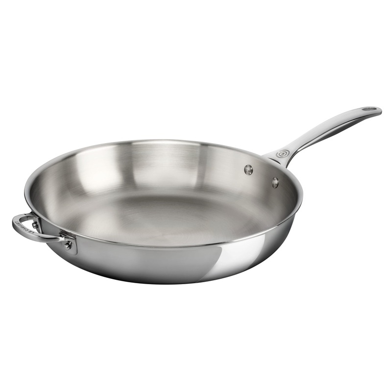 Le Creuset 12 1/2″ Deep Fry Pan w/Helper Handle – Stainless Steel
