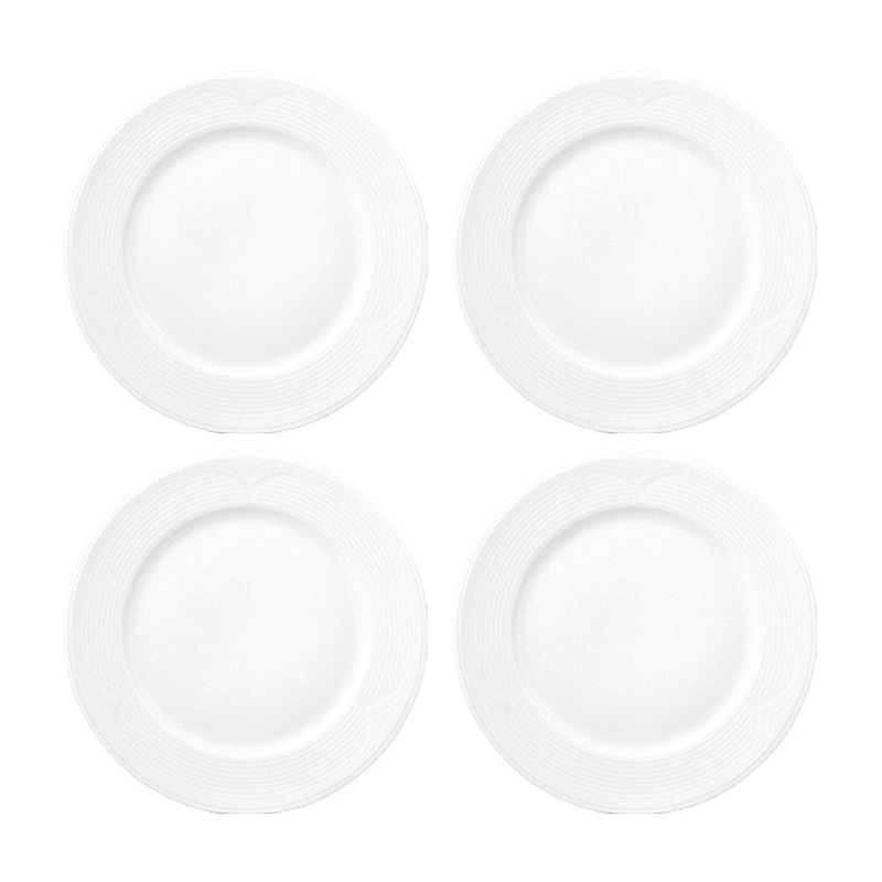 Porcelain Saturn dia.11″ Round White Porcelain Plate (Set of 4)