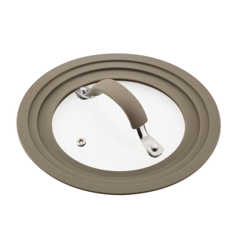 Small Universal Silicone-Rimmed Glass Lid, 6-8.5″