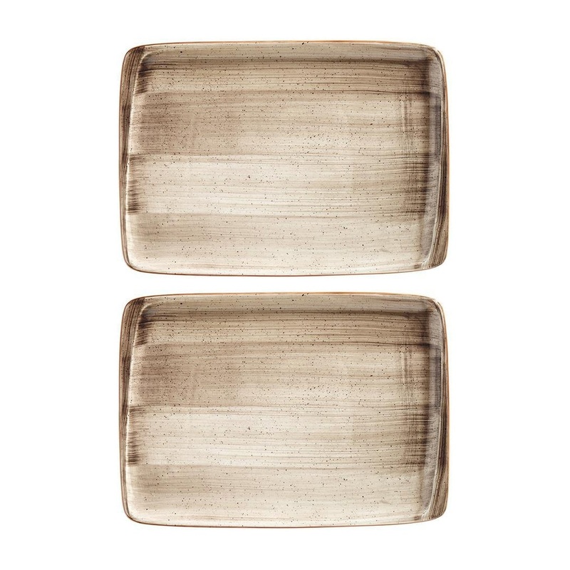 Terrain 9″ x 6″ Rectangular Brown Porcelain Plate (Set of 2)