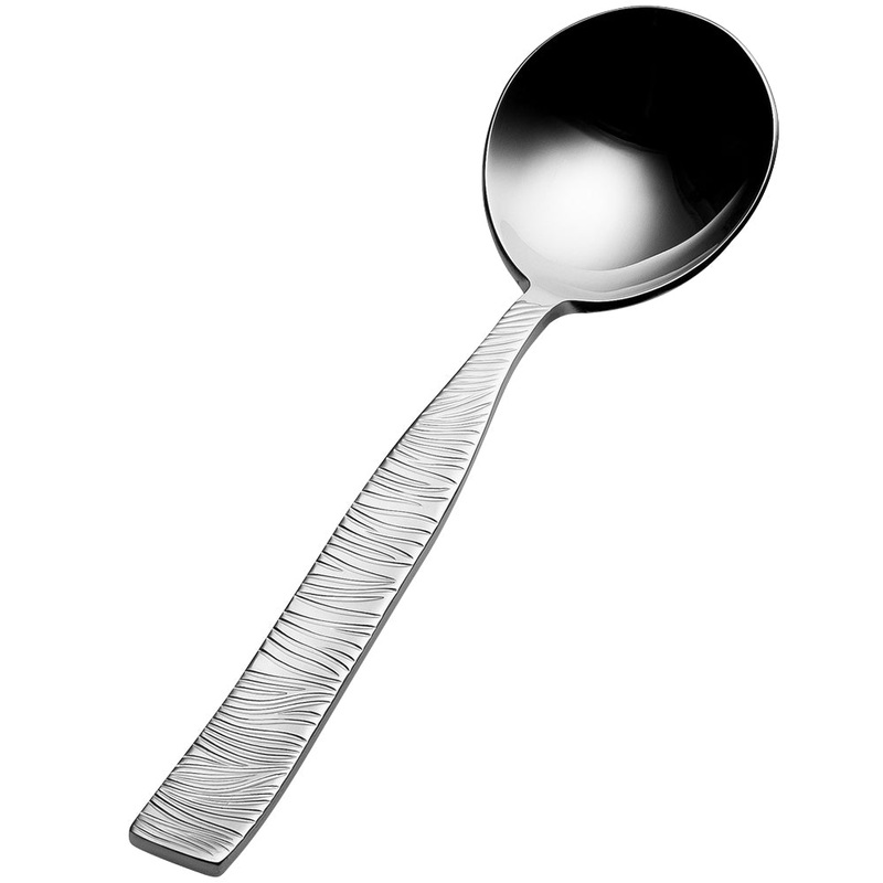 Bon Chef S2901 Safari 6 3/16″ 18/10 Stainless Steel Bouillon Spoon – 12/Pack