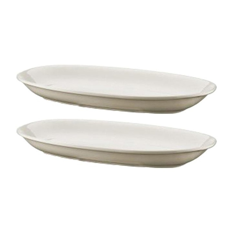 Gourmet 7.5″ x 4.25″ x h:1″ Oval Warm White Porcelain Platter (Set of 2)