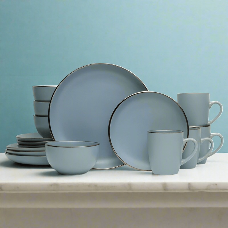 Hadlee Blue 16 Piece Dinnerware Set, Service for 4