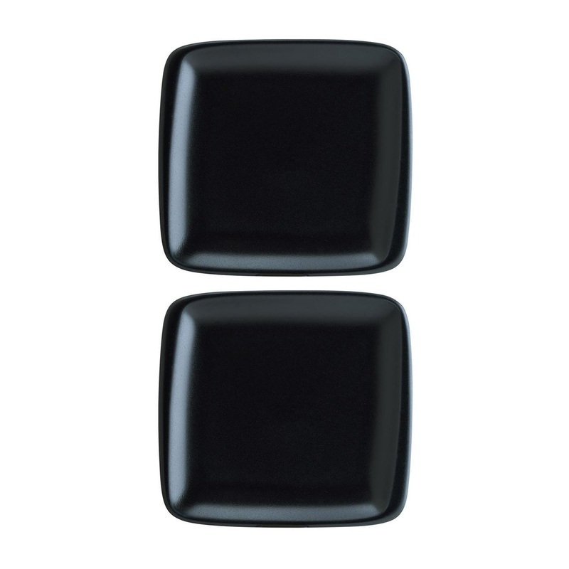 Notte 8.5″ x 8″ Square Black Porcelain Plate (Set of 2)