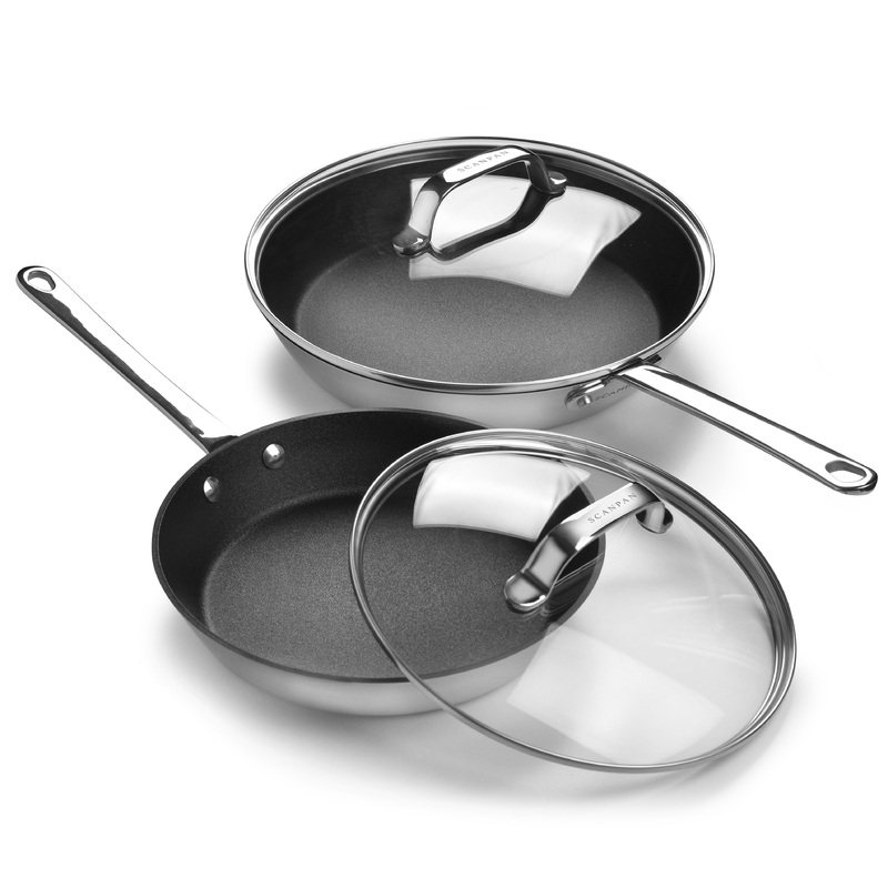 Scanpan Maitre D’ Stratanium+ Nonstick Stainless Steel Fry Pan Set with Lids