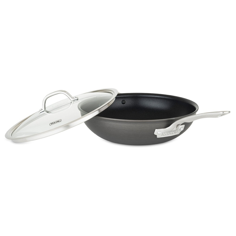 Viking Hard Anodized Nonstick 12-Inch Covered Chef’s Pan with Lid, Black