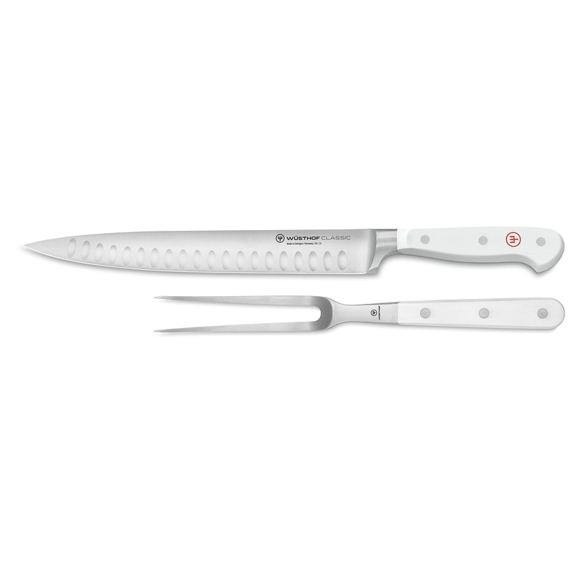 Wusthof Classic White Two Piece Carving Set, Hollow Edge