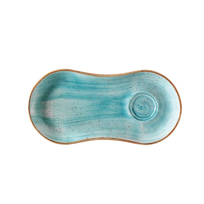 Aqua 10″ x 4.75″ Oval Blue Porcelain Saucer