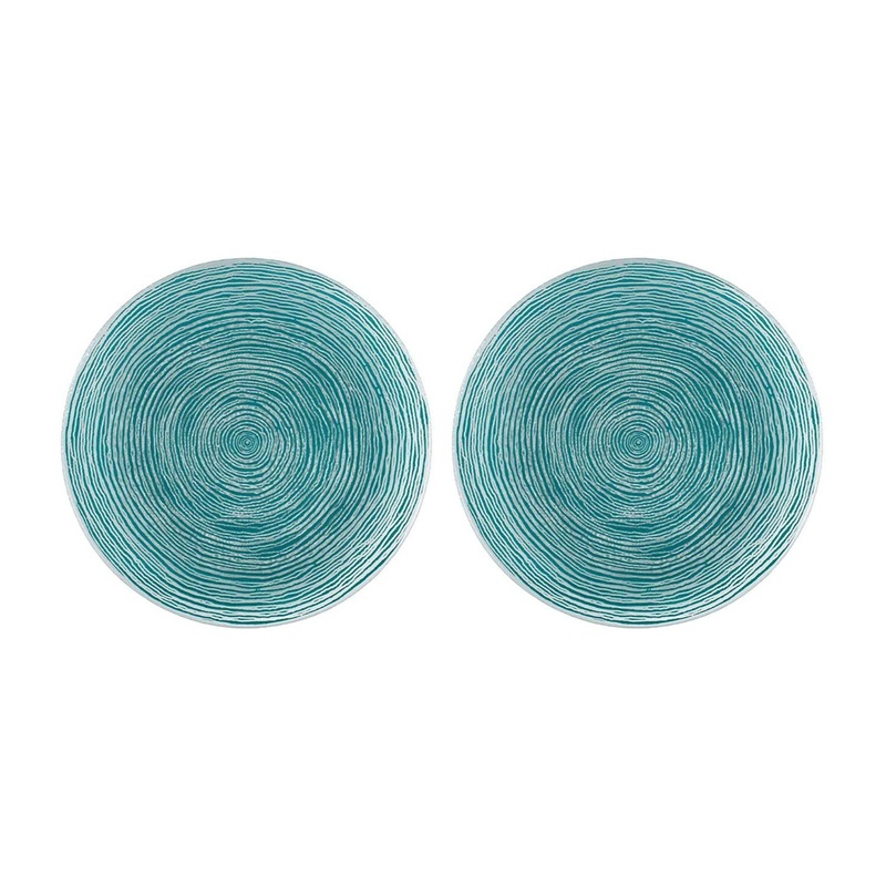 Glass Dinnerware dia.7.75″ Round Blue Glass Plate (Set of 2)