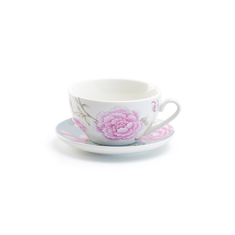 Peony and Magnolia Fine Porcelain Cup and Saucer