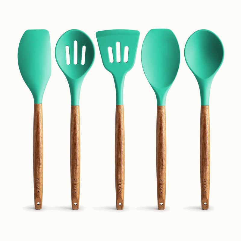 Silicone Utensils Set – 5 Piece with Acacia Wood Handles