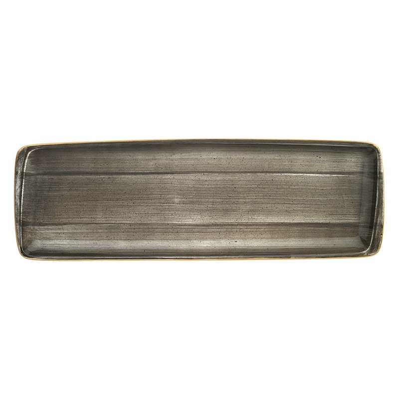 Space 19″ x 6.25″ x h:1″ Rectangular Grey Porcelain Platter