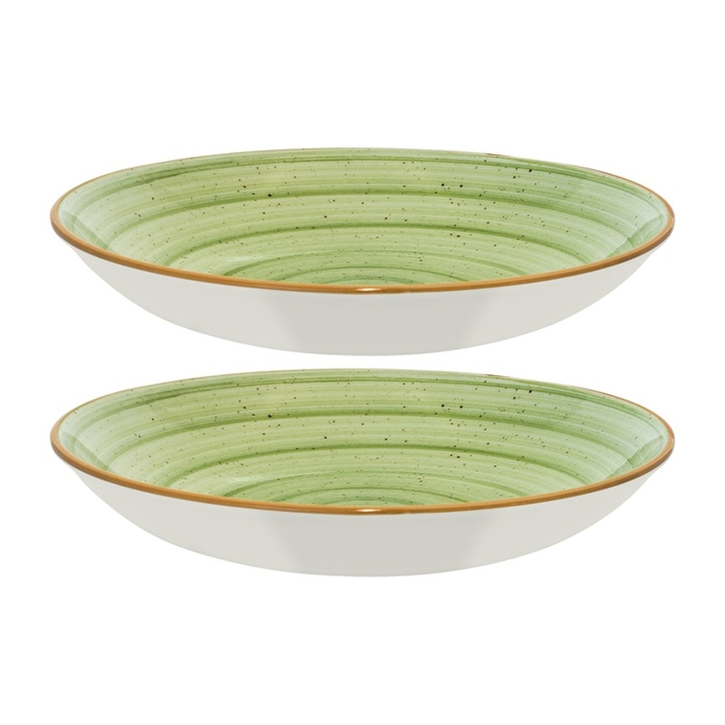 Therapy dia.11″ h:2.5″ 57 oz. Round Green Porcelain Bowl (Set of 2)