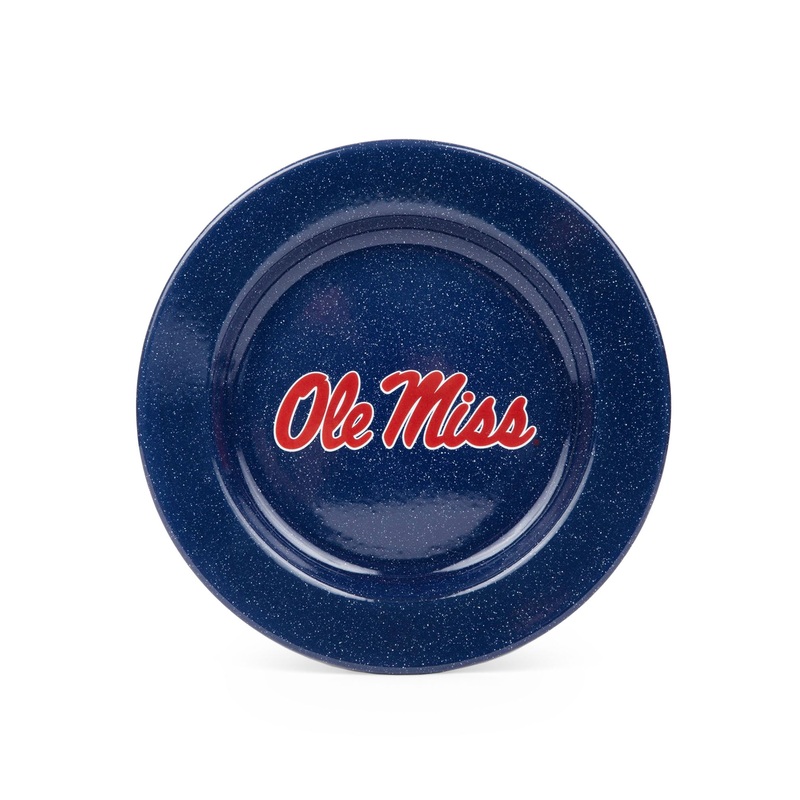 U of Mississippi Enamelware Dinner Plates, Navy Speckle, Set of 4