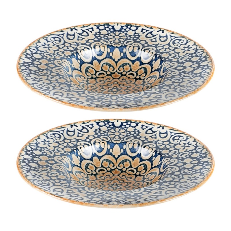 Alhambra dia.11″ h:2.5″ 14 oz. Round Decorated Porcelain Bowl (Set of 2)