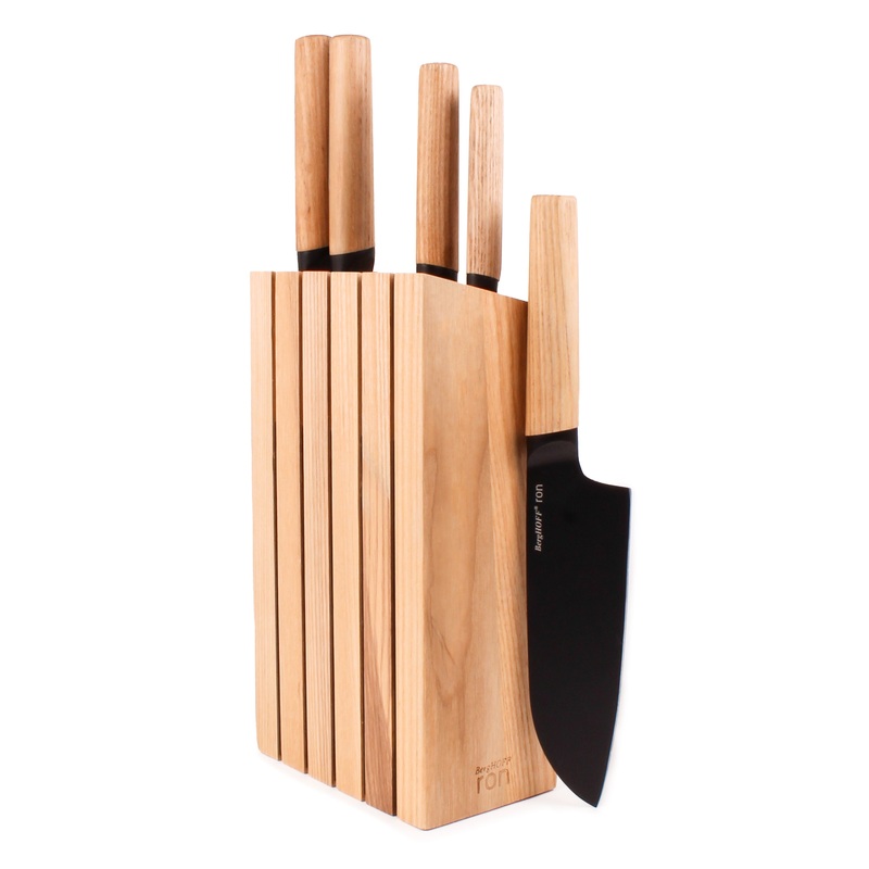 BergHOFF Ron Stainless Steel 6pc Knife Block Set, Natural