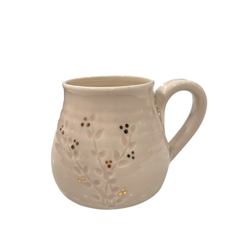 Blush Pink Mug w/Gold Leaf Detail