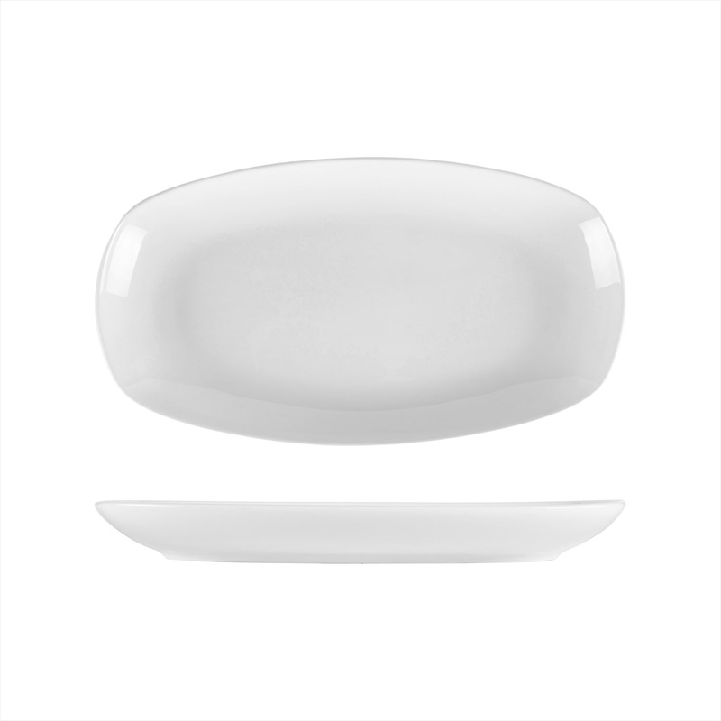 Porcelain Delta-Coupe 13.5″ x 7.5″ x h:1.5″ Oval White Porcelain Platter