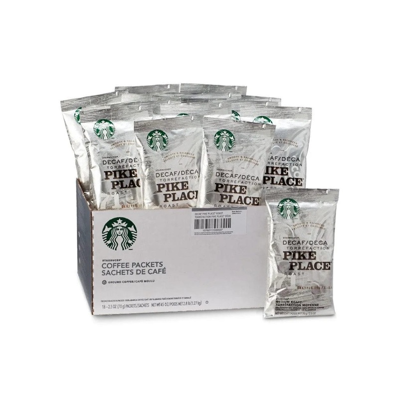 Starbucks Decaf Pike Place Ground Coffee Packets (Box of 18 X 2.5oz)