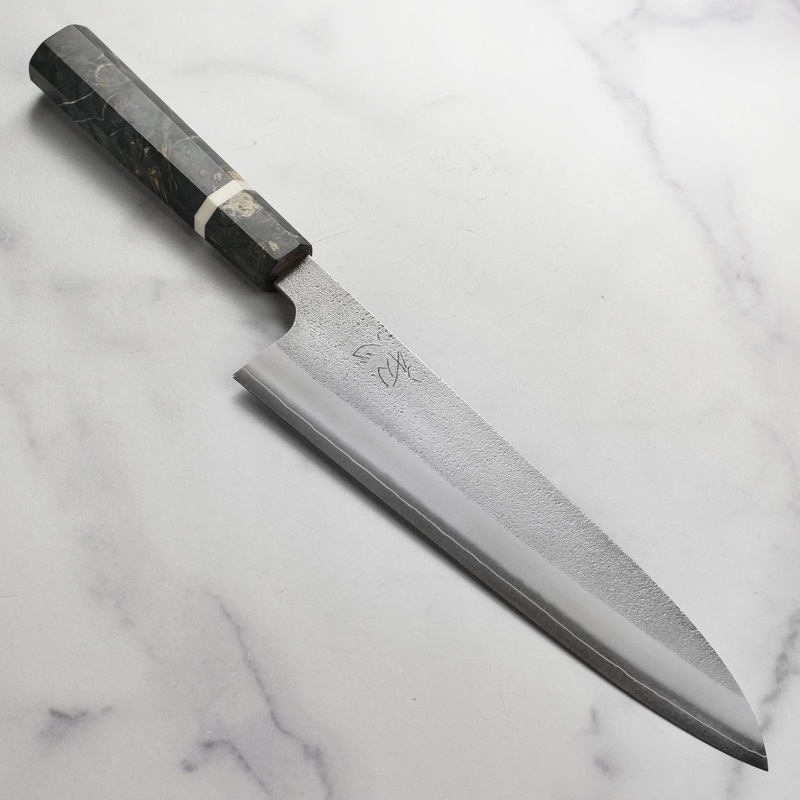 Yoshikane SKD Nashiji Stainless Clad 9.4″ Gyuto, Extra Tall