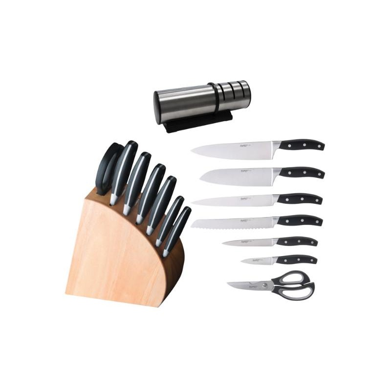 BergHOFF Forged 9pc Stainless Steel Knife Block Set with Sharpener
