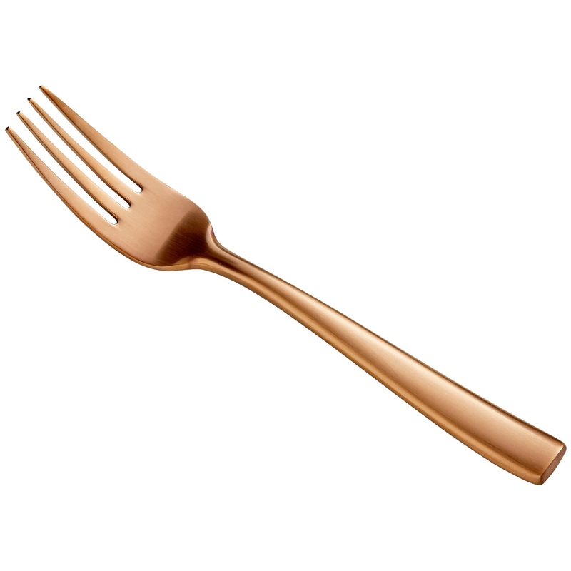 Bon Chef S3007RGM Manhattan 6 3/4″ 18/10 Extra Heavy Weight Matte Rose Gold Stainless Steel Salad Fork – 12/Pack