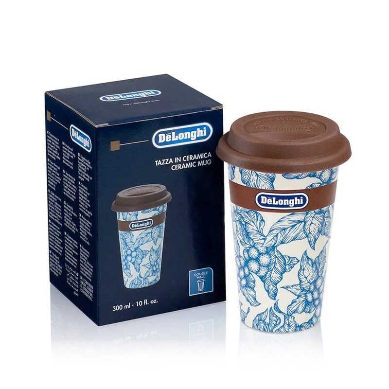 DeLonghi Double Walled Ceramic Thermal Mug  (Blue Flower) DLSC064