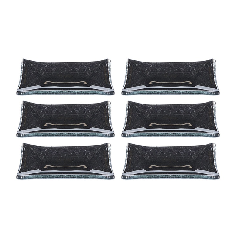 Glass Dinnerware 4.25″ x 2.5″ x h:0.5″ 1 oz. Rectangular Black Glass Ramekin (Set of 6)