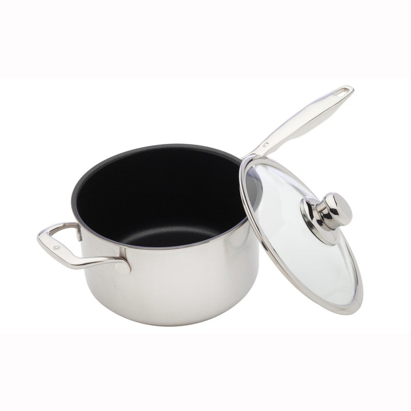 Swiss Diamond – 8″ Prestige Clad Sauce Pan w/Glass Lid