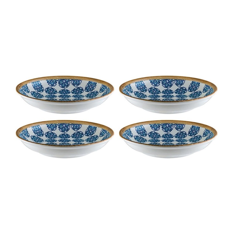 Calif dia.6″ h:1.5″ 11 oz. Round Decorated Porcelain Bowl (Set of 4)