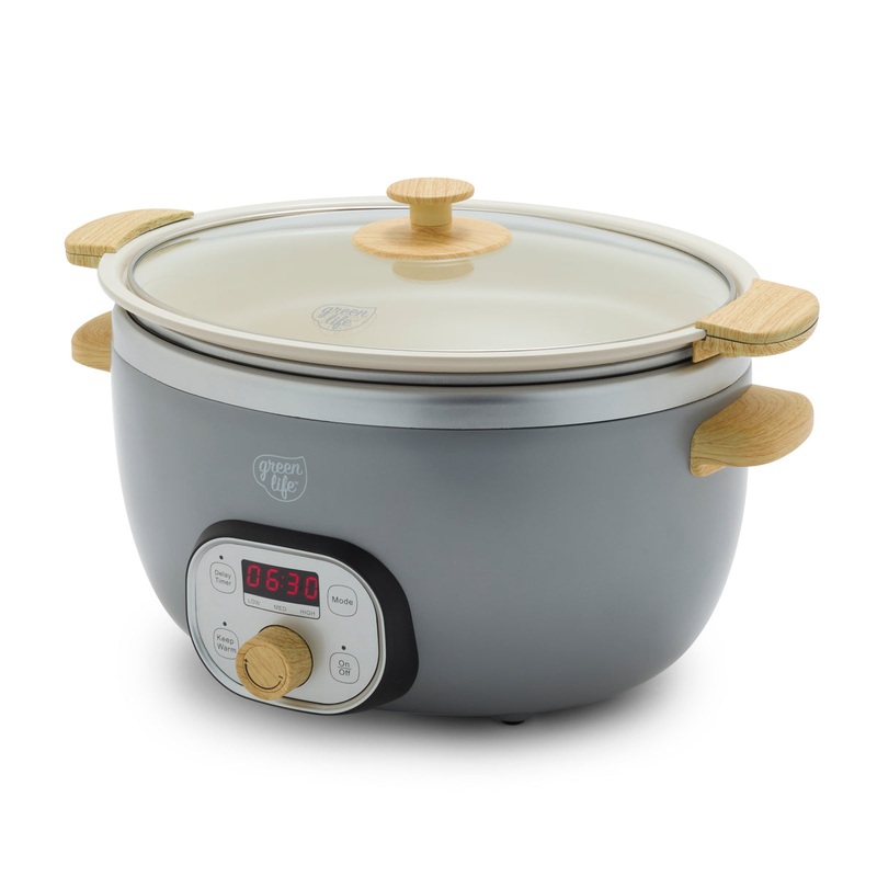 GreenLife Healthy Duo 6-Quart Slow Cooker | Quartz Gray