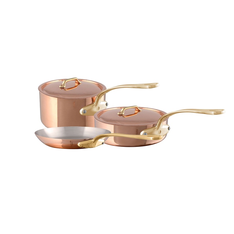 Mauviel M’Heritage M’250 B Copper 5-Piece Cookware Set With Brass Handles
