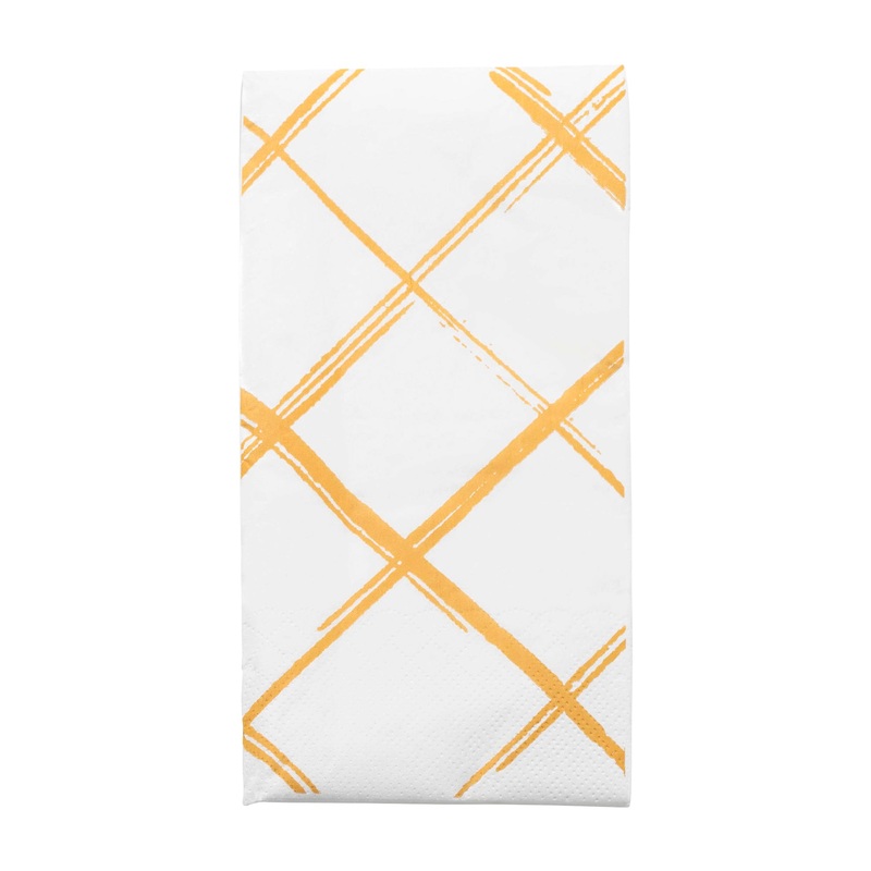 White with Gold Diamond Paper Dinner Napkins