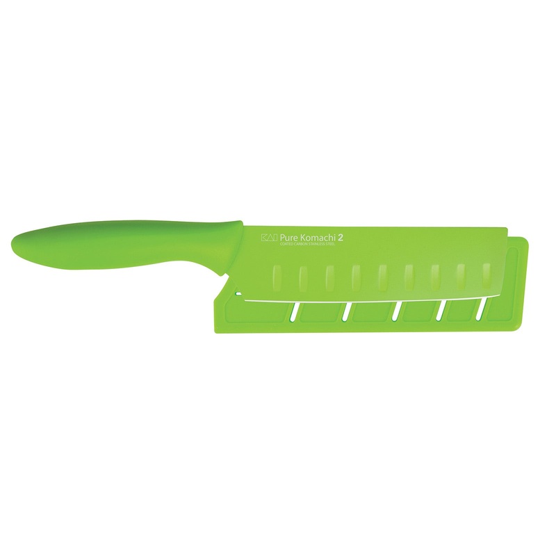 KAI Pure Komachi 2 5.5 Inch Nakiri Knife With Safety Sheath, Green
