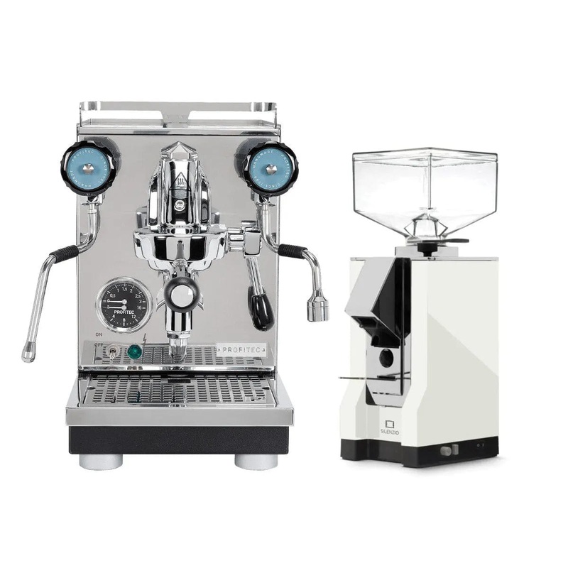 Profitec Pro 400 Espresso Machine & Eureka Mignon Silenzio 55mm Grinder (White) Bundle