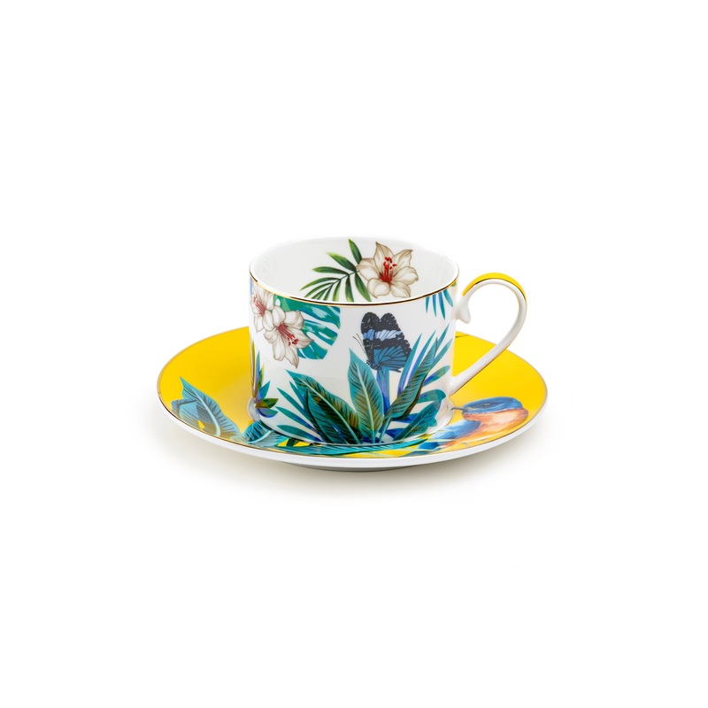 Tropical Bird Fine Porcelain Cup and Saucer