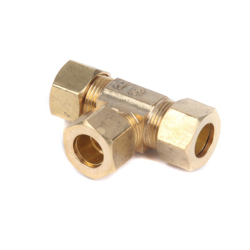 Vp 3/8 Brass Compression Tee With Nuts – Brass | VP Supply Corp VP-38BRASSTEE